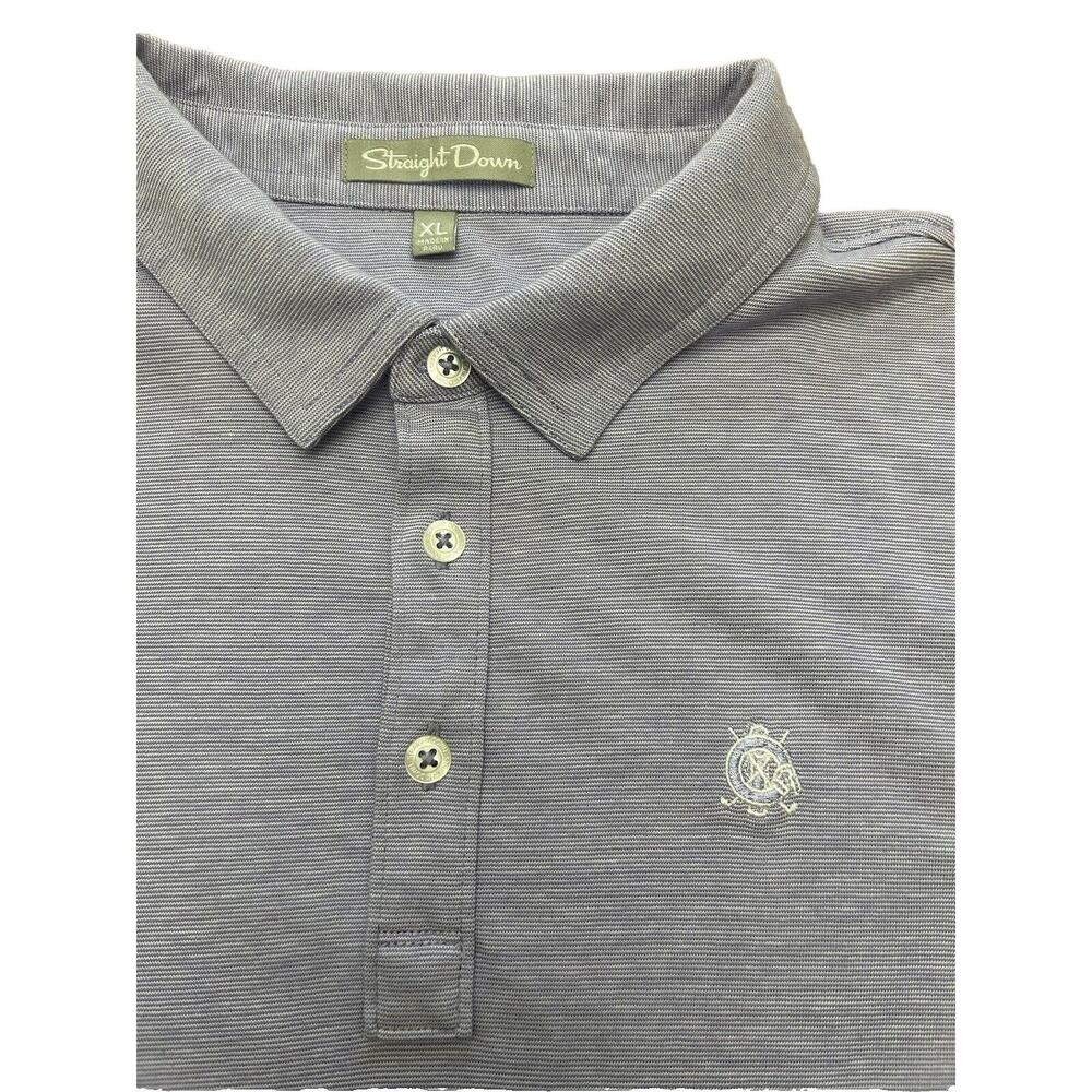 Straight Down Polo Shirt Adult XL Lavender Striped Golf Performance mens